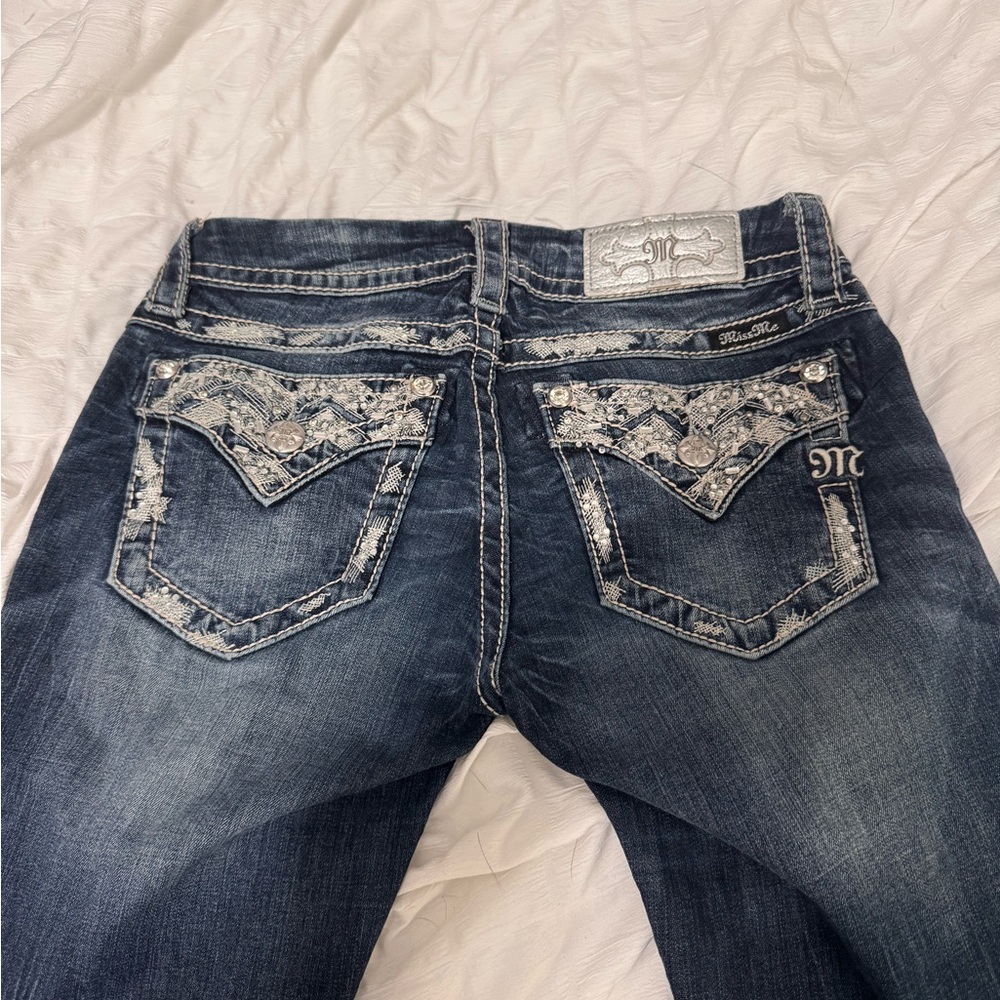 Miss Me Dark Blue Jeans with Silver Accents